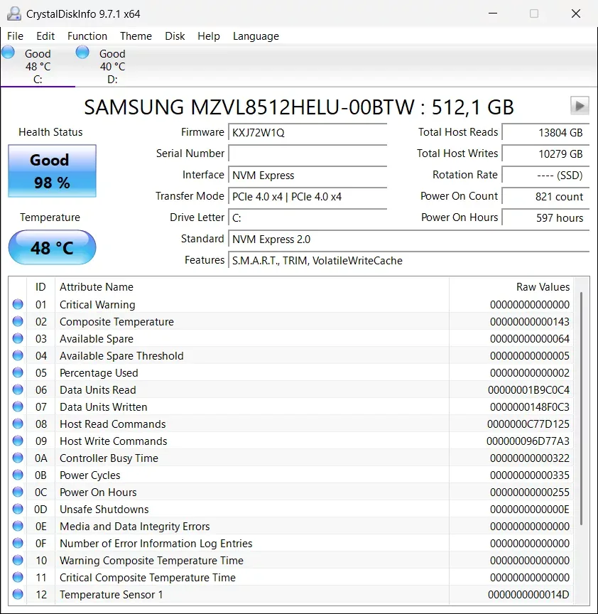 Samsung PM9C1 512GB Nvme SSD